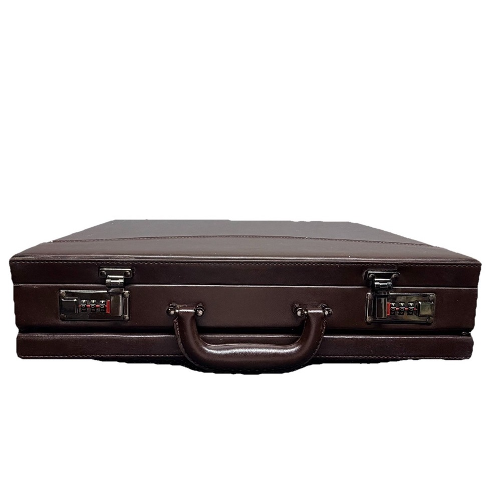 Vintage Brown Faux Leather Attache Briefcase Combination Lock Executive Case